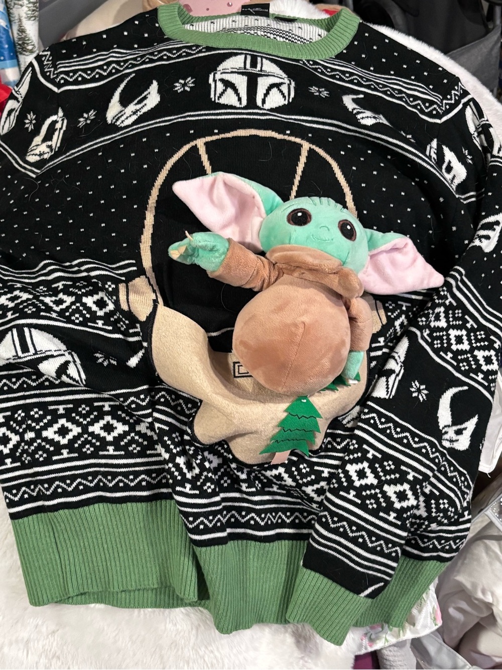 Star Wars Grogu Black & Green Holiday Sweater